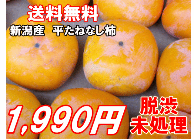 【干し柿用渋柿通販】新潟産平たねなし柿 脱渋未処理の生柿 4kgが1990円で送料無料