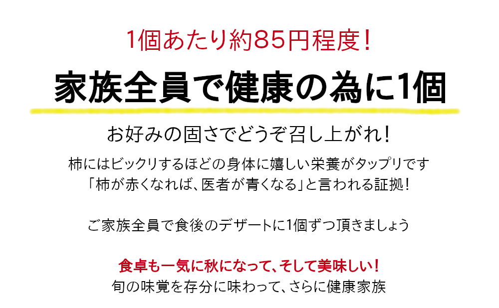阿賀野産平種無し柿は、1個あたり約85円程度、1日1個で健康家族