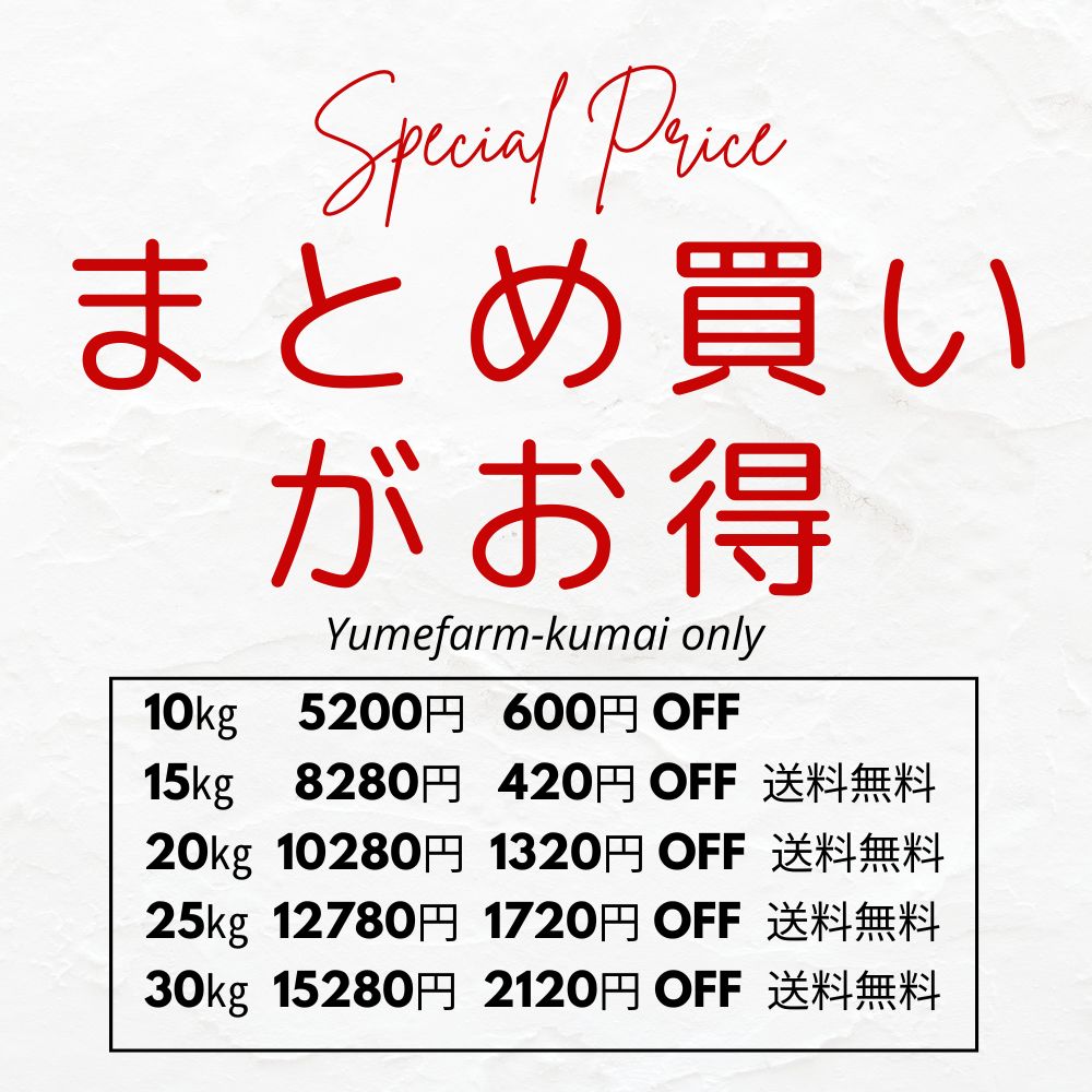 夢ファームくまいの新潟産コシヒカリは、まとめ買いがお得です