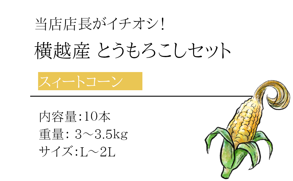 横越産とうもろこし10本セット商品詳細